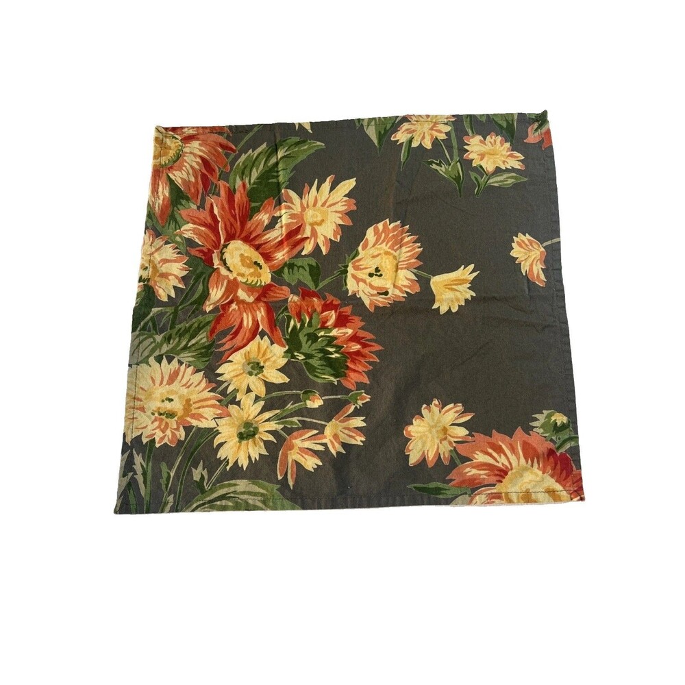 April Cornell Set of 10  Floral Cloth Napkins Cottage Garden Autumn Thanksgiving